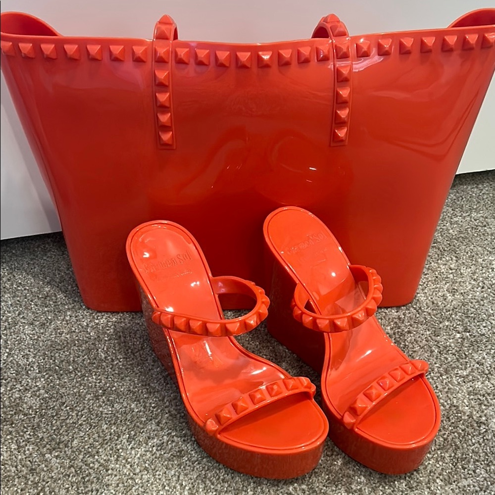 Stylish orange Women's Shoes and bag